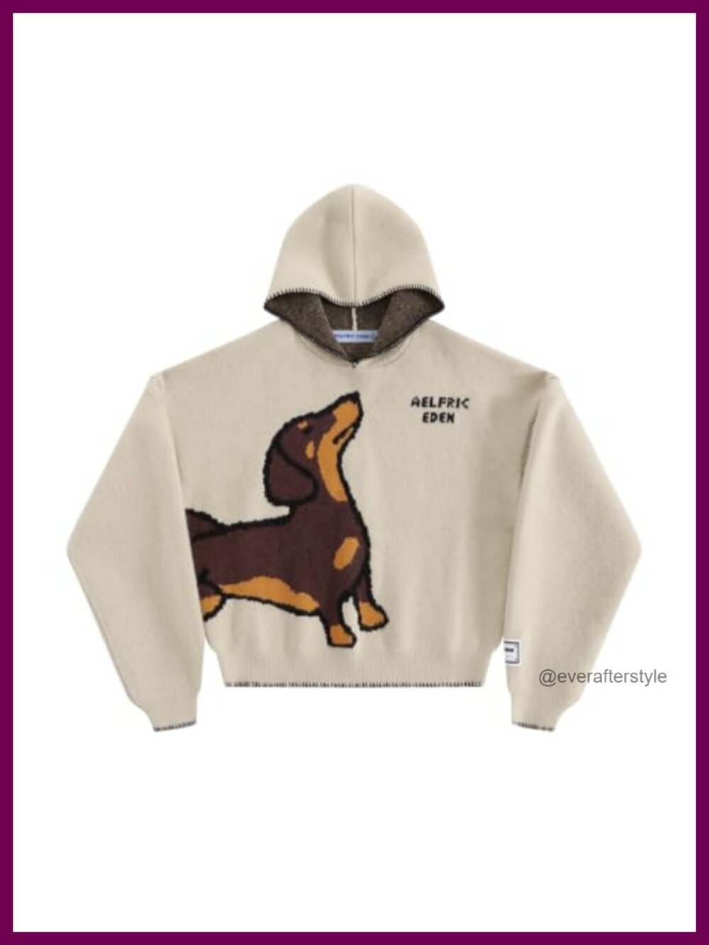 Oversized Dachshund Graphic Hooded Knit Sweater Acrylic Nylon Pullover
